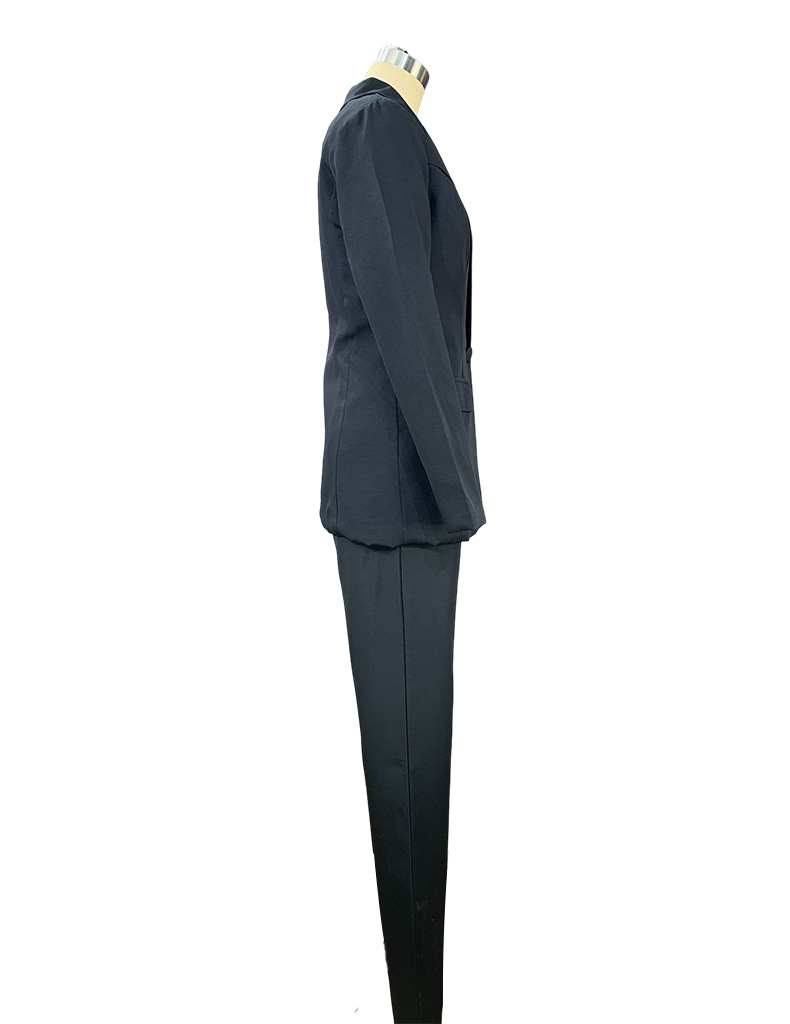 Spring Women's Fashion Chic Long Sleeve Blazer With Straight Pants Set