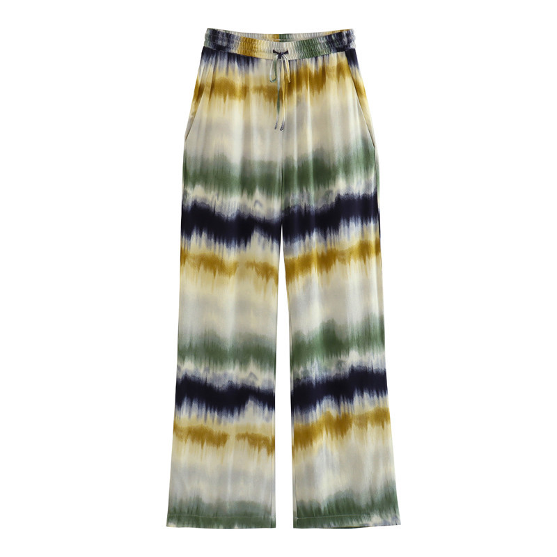 Women summer tie-dye printed shirt and trousers Two Piece Set