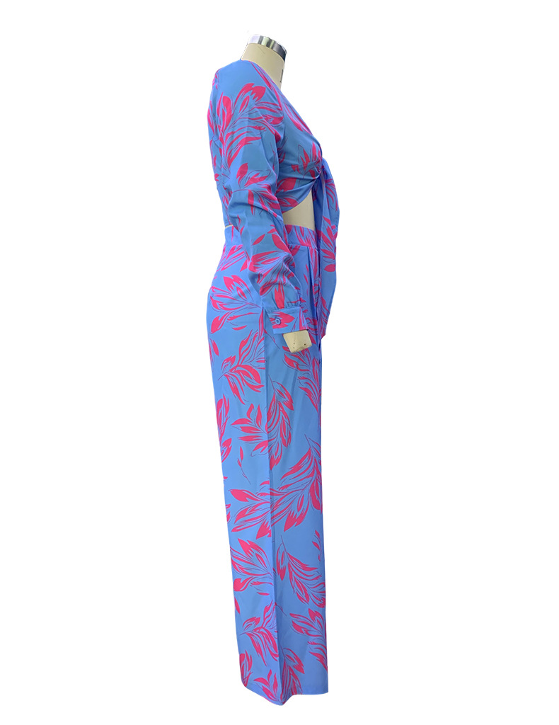 Spring Women's Fashion Sexy Shirt Straight High-Waist Wide-Leg Pants Set