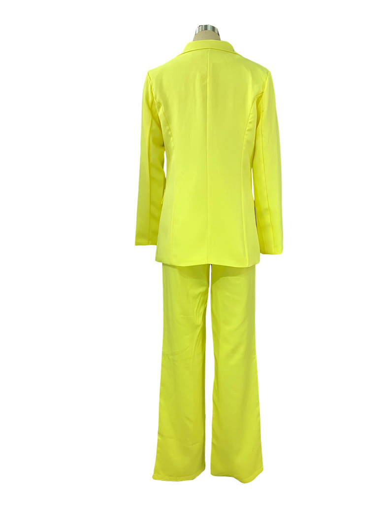 Spring Women's Fashion Chic Long Sleeve Blazer With Straight Pants Set