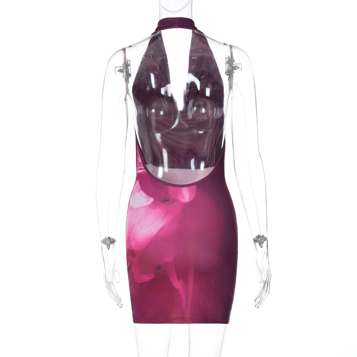 Summer Sexy Halter Neck Low-Back Print Bodycon Dress