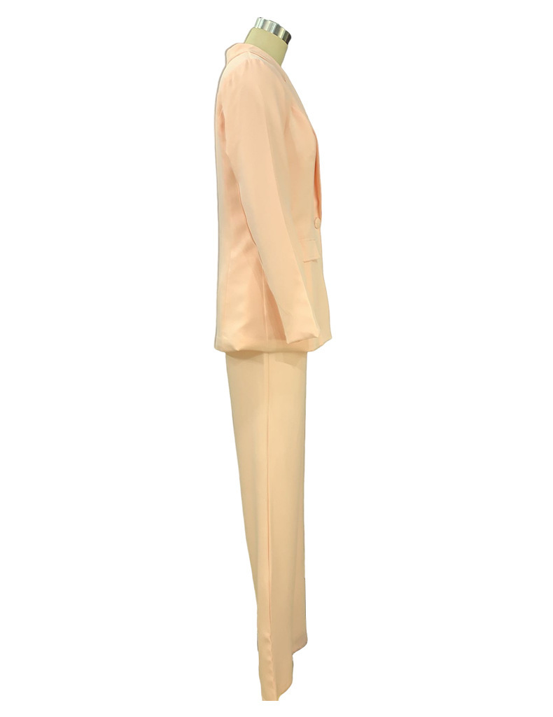 Spring Women's Fashion Chic Long Sleeve Blazer With Straight Pants Set